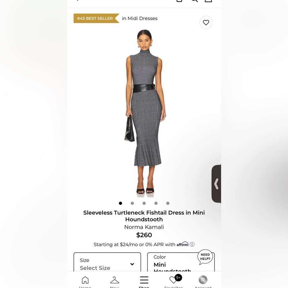 Norma Kamali Black and White Midi Dress